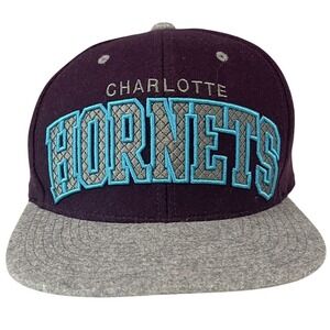 Charlotte Hornets Mitchell & Ness purple gray NBA Snapback Basketball hat cap